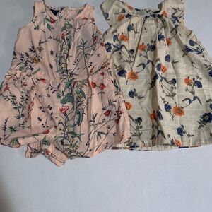 Baby Gap 18-24 months girls bundle floral hummingbird pink romper & cream dress